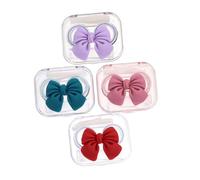 TEHAUX Estuche para Lentes de Contacto 4 Unidades Tapa Transparente, Caja Decorativa Colorida (Rojo, Azul, Púrpura, Rosa), Compacto Prueba de Fugas para Viaje y Uso Diario