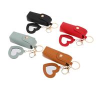 TEHAUX Estuche Portátil para Pintalabios 4 Piezas con Llavero Mini Organizador de Maquillaje de Viaje con Espejo Corazón Neceser Compacto para Brillo Labial Colores Amarillo Verde