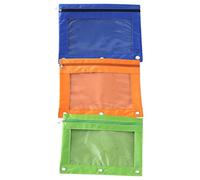TEHAUX Estuche Transparente con Cremallera Y Tres Agujeros para Lápices 3 Unidades con Anilla Y Bolsillos Ciegos para Bolígrafos Carpeta Estuche De Tela Oxford