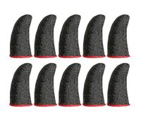 TEHAUX Funda para Dedos Antisudor Transpirable 10 Unidades Costuras Reforzadas y Borde Rojo, Manga Elástica Negra Compatible para Juegos Móviles y Táctiles
