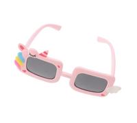 TEHAUX Gafas de Sol para Pequeños Protección UV y Montura de Silicona Rosa, Diseño Cuadrado de Unicornio Adecuado para Fiestas Infantiles y Actividades al Aire Libre
