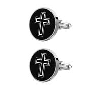 TEHAUX Gemelos Masculinos de Acero con Diseño de Cruz Negra Botones Decorativos para Camisas Cierre Resistente para Uso Diario y Fiestas 1 Par