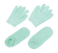 TEHAUX Guantes Hidratantes de Gel Verde y Calcetines Hidratantes para Pies Secos y Agrietados, Kit de 4 Unidades para Spa Nocturno, Cuidado Profundo y Comodidad en Manos Estilo Aleatorio