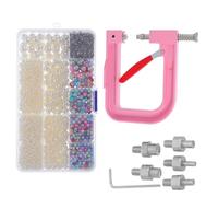 TEHAUX Herramienta Manual de Prensa para Engarce de Perlas Remachadora Portátil Kit Máquina de Fijación para Decoración de Ropa Bolsos y Accesorios DIY Prensa de Montaje Resistente