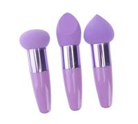 TEHAUX Juego de 3 Aplicadores de Esponja de Maquillaje con Mango, Cabeza de Seta, Látex, Compactos, para Viaje