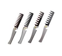 TEHAUX Juego de 4 Peines Plegables de Acero Inoxidable para Hombre Peine Cepillo Cabello Dientes Grandes y Pequeños Diseño Portátil y Resistente para Uso Diario y Viajes