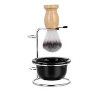 TEHAUX Juego de Brocha de Afeitar para Hombre Soporte de Acero Inoxidable Bol Burbujas Amarillo y Cepillo de Barba de Nylon Accesorio de Afeitado Portátil para Uso Diario y Viajes