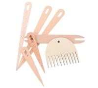 TEHAUX Juego de Herramientas de Tejido de Madera Natural 7 Piezas, Lanzaderas y Agujas Grandes para Telar a Mano, Accesorios para Manualidades y Costura, Adecuado para Crochet y Tapices