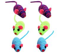TEHAUX Juguetes para Gatos 6 Piezas Ratones de Cuerda Elásticos Coloridos, Juguetes Interactivos para Gatos y Gatitos, Accesorios Divertidos para Juego y Entretenimiento Color Aleatorio