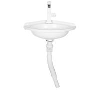 TEHAUX Lavabo de esquina pequeño de plástico blanco, montaje mural versátil, diseño semicircular moderno, para baños pequeños y balcones