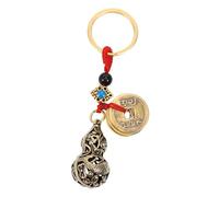 TEHAUX Llavero de Metal Feng Shui Cinco Emperadores, Colgante de Calabaza Hueco en Cobre Puro, Llavero Creativo para Coche Monedas Suerte, Accesorio de Moda y Amuleto Decorativo