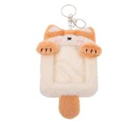 TEHAUX Llavero Porta Tarjetas de Peluche con Diseño de Gato Kawaii Funda para Tarjetas de Identificación de Autobús Tamaño Pequeño 6 X 4,1 Pulgadas para Estudiantes y Fans de K-pop