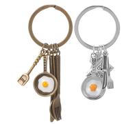 TEHAUX Llaveros de Recuerdo de Graduación en Aleación Forma de Huevo Frito, 2 Piezas como Colgante de Llavero y Decoración Original para Bolso o Fiesta