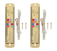 TEHAUX Mezuzá para Puerta, 2 Juegos de Metal Dorado Artesanal con pergamino Kosher, decoración para hogar, protección Espiritual para Familia judía