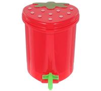 TEHAUX Mini Bote de Basura de Fresa para Pájaros, Juguete de Plástico Rojo para Desarrollo de Inteligencia y Entrenamiento de Loros en Escritorio