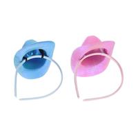 TEHAUX Mini Diadema Sombrero Vaquero Iridiscente para Mujer 2 Piezas Rosa y Azul Accesorio Temático para Fiestas Bodas Carnavales y Eventos Sociales