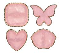 TEHAUX Paletas para Decoración de Uñas Diseño de Anillo 4 Piezas Resina Imitación Concha Color Rosa Paletas para Mezclar Esmaltes y Soportes para Manicura Herramienta para Nail Art