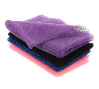 TEHAUX Paños Exfoliantes de Nylon 4 Piezas (azul, Negro, Rosa, Morado) para Baño, Depurador Corporal Largo y Práctico, Cepillo Limpiador de Piel para Ducha, Adecuado para Cuello, Espalda