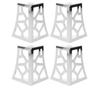 TEHAUX Patas Metálicas para Muebles de Gabinete 10 Cm Cromadas Diseño Calado, 4 Piezas Resistentes para Sofá, Mesa y Mueble de TV, Repuesto Duradero y Práctico