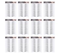 TEHAUX Pegatinas para Cejas Resistentes al Agua 6D Efecto Natural Tatuajes Temporales Postizos Realistas Pack de 12 Unidades Negro para Cejas Definidas y Pobladas