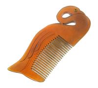 TEHAUX Peine Antiestático de Cuerno de Buey Tallado Doble Cara en Forma de Cisne, Masajeador Cabello Portátil, Diseño Único para Peinar y Alisar en Casa y Viajes
