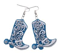TEHAUX Pendientes Campestres para Mujer Diseño Retro de Bota Azul, Ligeros y Cómodos de Acrílico, Ideales para Cumpleaños y Aniversarios