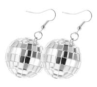 TEHAUX Pendientes Colgantes de Bola de Discoteca LED para Mujer Pendientes Retro Estilo Disco Vintage Accesorios Luminosos para Fiestas y Noche Color Plateado Ligeros y Cómodos