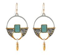 TEHAUX Pendientes Colgantes Largos para Mujer de Estilo Vintage Incrustación de Piedra de Lapislázuli Par de Pendientes de Gota Creativos y Ligeros para Fiesta y Uso Diario