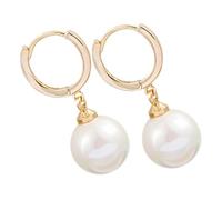 TEHAUX Pendientes de Aro Colgantes para Mujer Perla Natural Dorados Minimalistas Ligeros Elegantes para Fiestas y Uso Diario