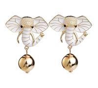 TEHAUX Pendientes de Botón de Elefante Vintage para Mujer Pendientes Delicados y Modernos de Joyería Esmalte Blanco Diseño Único y Llamativo Ideales para Fiestas y Ocasiones Obsequios
