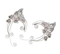 TEHAUX Pendientes de Clip para Oreja sin Perforación Estilo 1 Par de Accesorios para Mujer y Niña Diseño Artesanal de Hueso de Oreja Color Plateado Decoración Ligera y Cómoda para