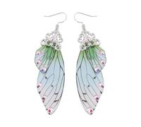 TEHAUX Pendientes Largos para Mujeres Alas de Imitación de Cigarra, Diseño Creativo de Plástico, Fáciles de Llevar y Resistentes para Bodas y Banquetes