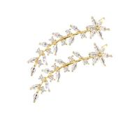 TEHAUX Pendientes Trepadores Mujer Flor con Perlas Oro Brillante, Clip sin Perforación, Joyería Ligera para Ocasiones Obsequios, Obsequio Elegante para Mujer