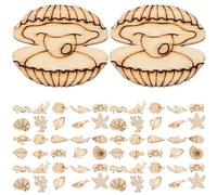 TEHAUX Piezas de Madera sin Terminar Animales del Océano 50 Unidades Mezcla Marina Conchas, Delfines, Tortugas y Estrellas de Mar para Manualidades Creativas y Decoración Artesanal