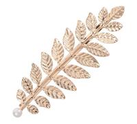 TEHAUX Pinza Pelo Dorada Perlas y Hojas, Clip de Metal Seguro y Versátil para Bodas y Eventos Elegantes de Mujer