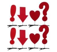 TEHAUX Pinzas Cabello Creativas 8 Piezas con Signos de Interrogación, Exclamación, Flecha y Corazón en Rojo, Accesorios Novedosos y Livianos para Mujer y Niña, Ideales para