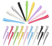 TEHAUX Pinzas Cabello de Cocodrilo sin Marcas 50 Unidades (8 Colores Variados 10 Plateadas), Clips Ligeros para Maquillaje y Seccionar Pelo, Accesorios Profesionales para Peluquería y