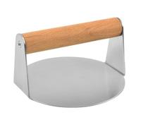 TEHAUX Prensa de 16 Cm de Acero Inoxidable Hamburguesas para Manual Mango de Madera, Herramienta Labor-Saving y Antiadherente para Parrilla y Cocina