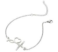 TEHAUX Pulsera Geométrica Ajustable para Mujer Aleación Acero Color Acero Pulsera de del Corazón Diseño de Corazón y Rayo Joyería para Adolescentes y Obsequio de Cumpleaños