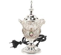 TEHAUX Quemadores de Incienso eléctricos de Oriente Medio, incensario Antiguo de Metal, Enchufe Europeo AC220V-AC240V, 7.48x3.93x3.93 in, para Iglesia e Interiores