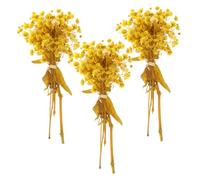 TEHAUX Ramos de Flores Secas Gypsophila Amarillas en Paquete de 3, Decoración Natural sin Riego para Mesa y Estilo Rústico