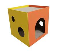 TEHAUX Rascador para Gatos Vertical de Sisal 32x32x32 Cm Color Naranja Amarillo, Casa Resistente Arañazos para Gatos Diseño en Forma de Cubo, Juguete para Frotar y Trepar Mascotas
