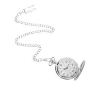TEHAUX Reloj de Bolsillo Vintage para Hombre con Cadena, Diseño Clásico Grabado, Estructura con Tapa Abatible y Aleación Plateada para Ocasiones Formales y Casuales