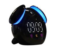 TEHAUX Reloj Despertador Multifunción Pantalla de Brillo Día y Noche Luz de Hongo Negro, Movimiento Casi Silencioso y Mesilla de Noche