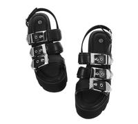 TEHAUX Sandalias de Plataforma para Mujer Punta Abierta Suela Gruesa Negras, Estilo Moderno, Cómodas para Verano y Ocio, Talla 38