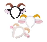 TEHAUX Set de 3 Diademas Cuernos y Orejas de Oveja de Felpa Diseño Elástico y Flexible para Ajuste Cómodo Accesorios para Disfraces de Halloween, Pascua y Eventos de Cosplay