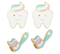 TEHAUX Set de 4 Alfileres de Dientes de Aleación para Mochilas y Ropa, Broche Creativo y Adorable para Abrigos en Navidad, Diseño Llamativo y Elegante