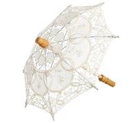 TEHAUX Sombrilla de Encaje Bordada en Algodón para Boda, Accesorio para Ceremonia y Fotografía, Paraguas Decorativo para Niñas y Adultos, Radio Roto de 15 CM