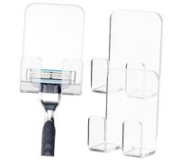 TEHAUX Soportes Transparentes Para Afeitadora De Ducha 3 Piezas Compacto Autoadhesivo Almacenamiento Para Baño Multifuncional Sin Taladro