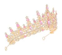 TEHAUX Tiara de Princesa de Boda Rosa Aleación de Zinc y Cristales de Imitación, Ligera y Ajuste Seguro para Cumpleaños y Producciones Teatrales